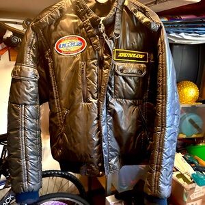 Vintage Race Jacket. Dunbrooke Shiny Charcoal Puffer Jacket